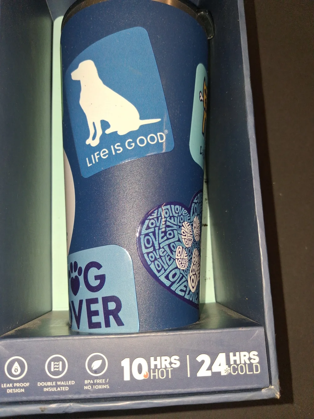 Life Is Good Blue Dog Graphic Insulated Tumbler
